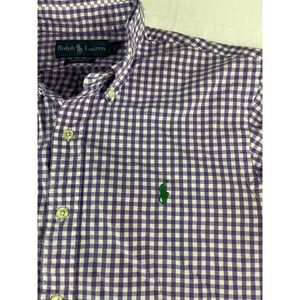Ralph Lauren Custom Fit Purple Gingham Checkered Long Sleeve Button Down Shirt